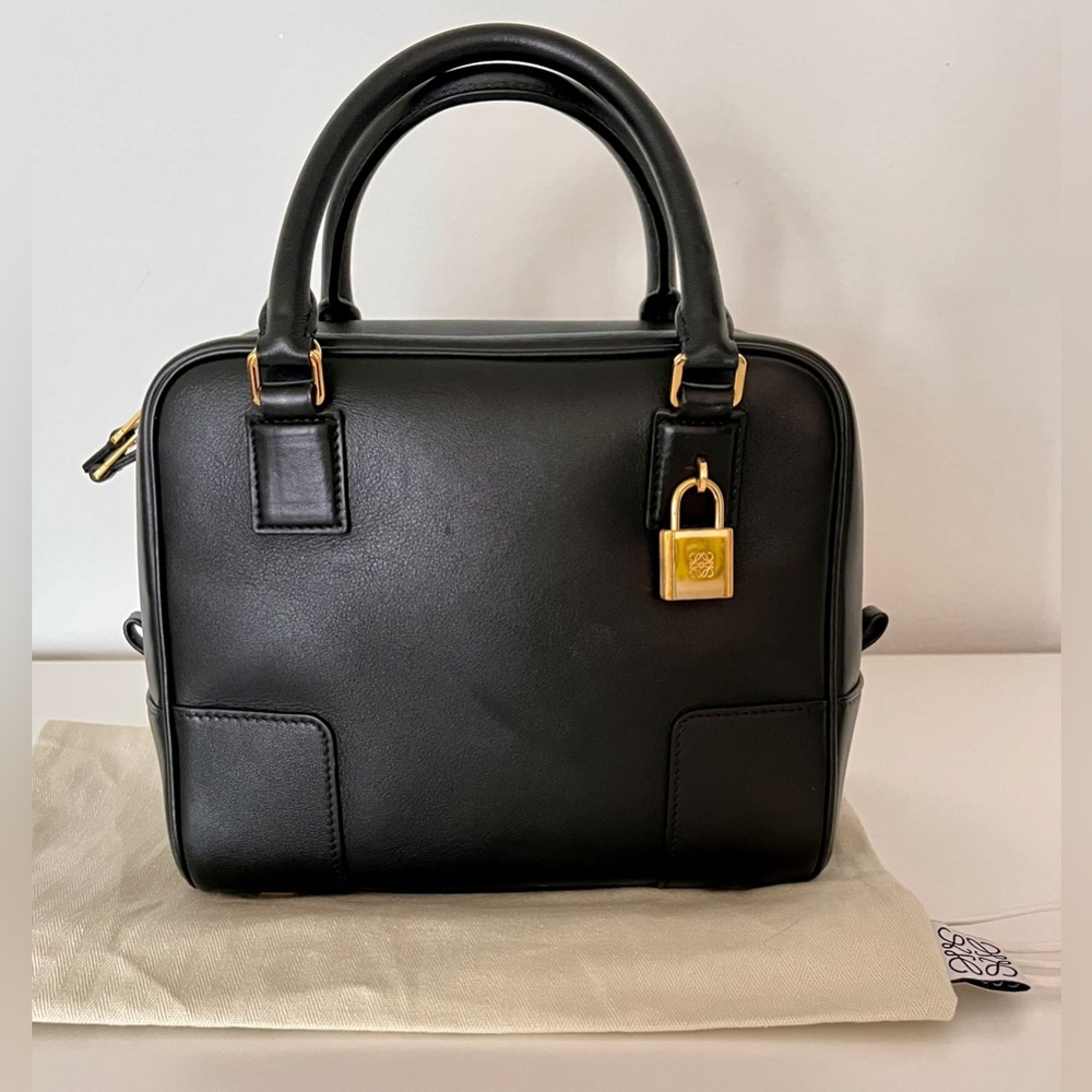 Loewe Amazona 19 Black Nappa Calfskin Leather Bag Detachable Strap Lock & Key - Picture 2 of 12